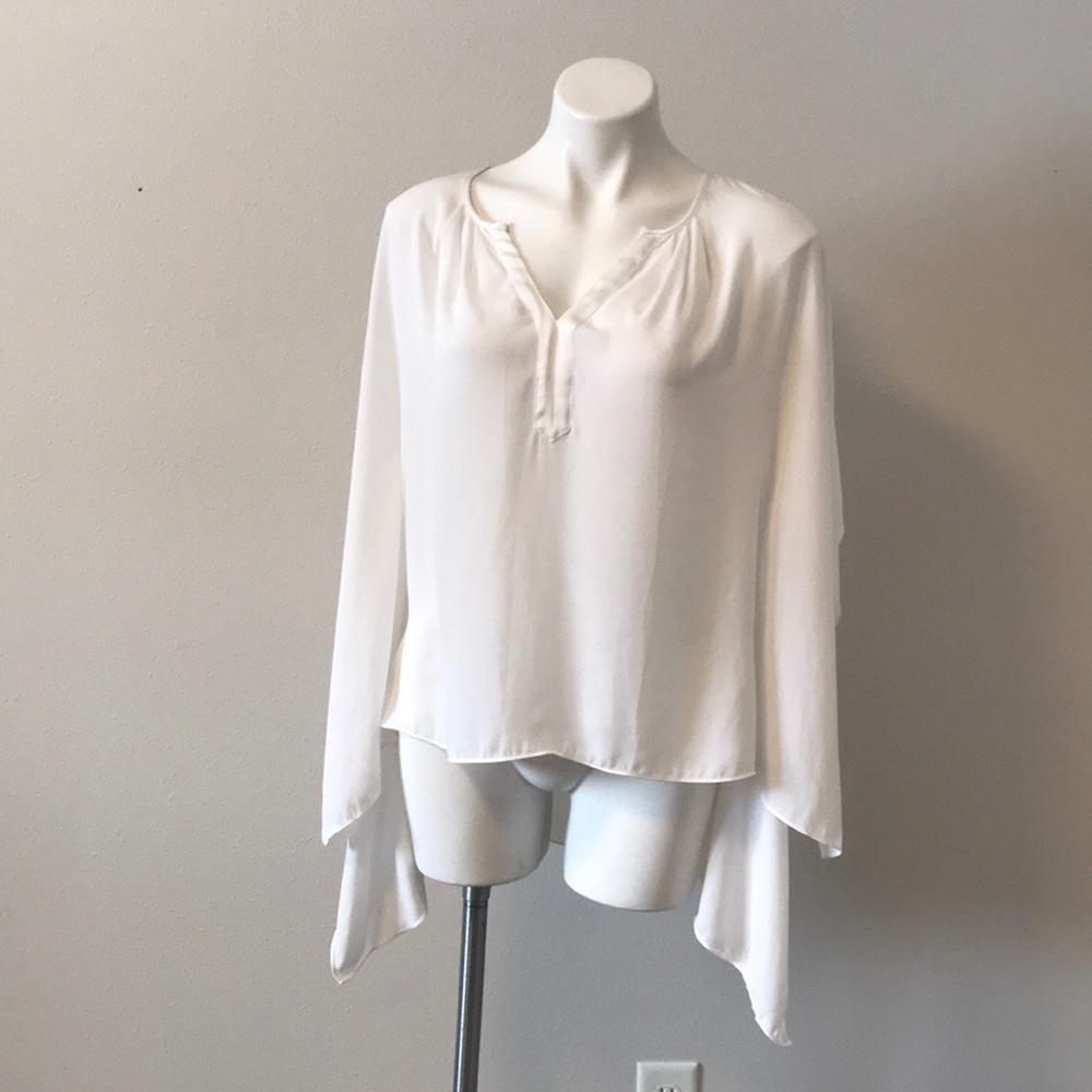 WHBM White flutter sleeve blouse